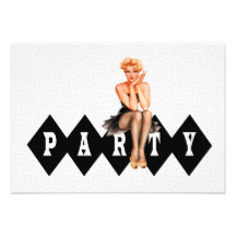Retro Pin herauf Mädchen-Geburtstags-Party V2 Ankündigungskarte