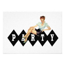 Retro Pin herauf Party Personalisierte Einladungskarten