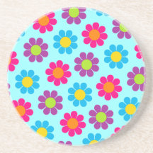 Retro Pop-Blumen-Power-Gänseblümchen Bierdeckel
