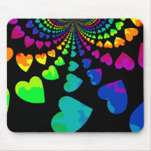 Retro Regenbogenherzen auf Schwarzem Mousepads