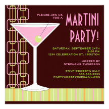 Retro rosa Martini-Cocktail-Party Einladung