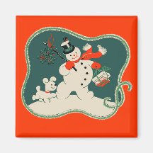 Retro Schneemann Magnete