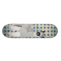 Retro schwarzes u. blaues Alpaka-Skateboard Bedruckte Skateboarddecks