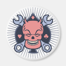 Retro Teufel-Schädel-Schlüssel Magnets