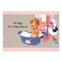 Retro Vierzigerjahre Babyparty Personalisierte Einladungskarte