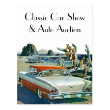 Retro Vintage Auto-Postkarte fördern Auto-Show-Ver