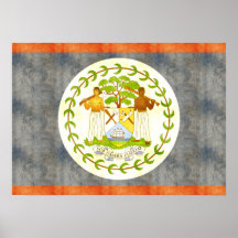 Retro Vintage Belize Flag Print