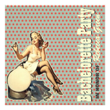 retro vintage pinup bachelorette party invitations