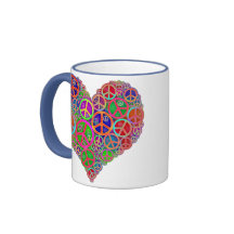 Retro Vintages Friedensherz Tee Tasse