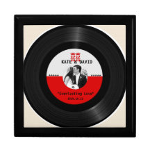 Retro Vinylaufzeichnungs-Doppelt-Glück-Hochzeit Modeschmuckschachtel