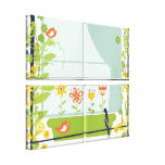 Retro Vögel und Blumen Leinwand-Druck Leinwand Drucke
