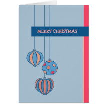 Retro Weihnachtsball-Blau Karte