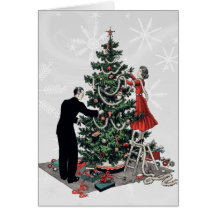 Retro Weihnachtsbaum Karten