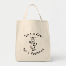 Retten Sie eine Kuh essen einen Vegetarier Tragetasche