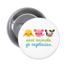 Retten Sie Tiere gehen Vegetarier Anstecknadelbutton