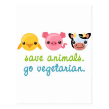 Retten Sie Tiere gehen Vegetarier Postkarte