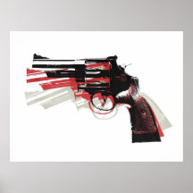 Revolver-Pistolen-Gewehr auf Weiß Plakate
