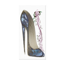 Rhapsodie im blauen Stilett-Schuh-Kunst-Leinwand-D Gespannter Galeriedruck