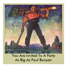 Riesige aufzeichnenholz-Party Einladung PAUL BUNYA
