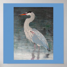 Riesiger blauer Reiher Plakatdrucke