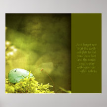 Robins Ei auf Moos mit Inspirational Sprichwort Posterdruck