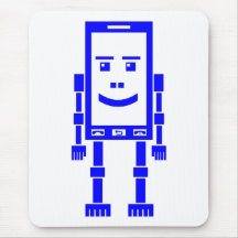 Robo Telefon - Blau auf Weiß Mousepads