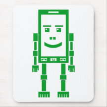Robo Telefon - Gras-Grün auf Weiß Mauspad