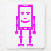 Robo Telefon - Magenta auf Weiß Mousepads