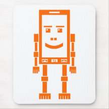 Robo Telefon - Orange auf Weiß Mousepads