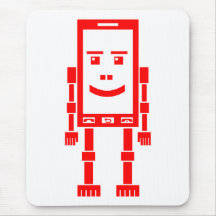 Robo Telefon - Rot auf Weiß Mauspad