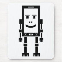 Robo Telefon - Schwarzes auf Weiß Mauspad