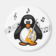 Rock-and-Rollpaddy-Cartoonpenguin-Gitarren-Magnet Kühlschrankmagnete