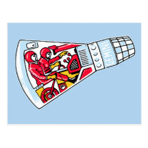 Rocket-Mann-Retro Zwillinge Rockets im Raum Postkarte