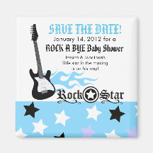 ROCKSTAR blauer Babyparty-Bevorzugungs-Magnet