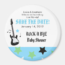 ROCKSTAR blauer Babyparty-Bevorzugungs-Magnet Kühlschrankmagnet