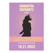 Rockstar-Schläger Mitzvah Einladung-Lila Rosa