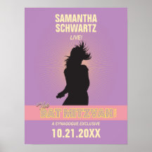 Rockstar-Schläger Mitzvah Plakat-Lila Rosa