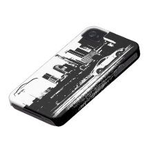 Rollen geschossenes schwarzes Logo des Brushstroke iPhone 4 Case-Mate Hülle
