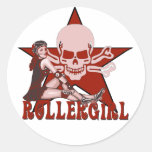 rollergirl Stift herauf Diva Runde Aufkleber