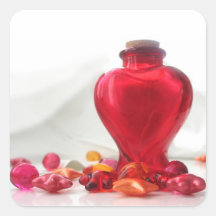 Romantische rote Liebe-Herz-Flaschen-Fotografie Sticker