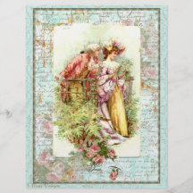 Romantische Vintage Regentschafts-Paare mit Rosen Vollfarbige Flyer
