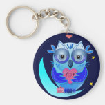 Romantisches keyholder mit Cartooneule u. -text Schlüsselband