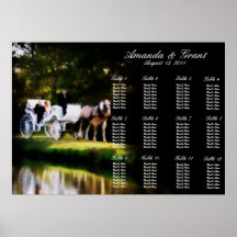 Romantisches Pferdewagen-Hochzeits-Sitzplatz-Diagr Plakat