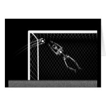 RÖNTGENSTRAHL-SKELETON FUSSBALL-TORMANN B&W GRUßKARTEN