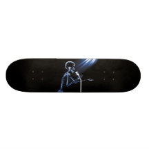 RÖNTGENSTRAHL-SKELETON GESANG AUF RETRO MIC - BLAU PERSONALISIERTE SKATEDECKS