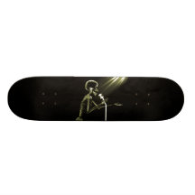 RÖNTGENSTRAHL-SKELETON GESANG AUF RETRO MIC - GELB SKATEBOARDBRETT
