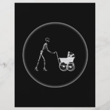 Röntgenstrahl-Skeleton Mamma u. Baby - ursprünglic Flyerbedruckung