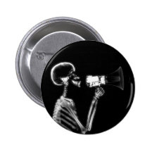 RÖNTGENSTRAHL-SKELETT AUF MEGAPHON - B&W BUTTONS