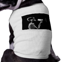 RÖNTGENSTRAHL-SKELETT AUF MEGAPHON - B&W HAUSTIERSHIRTS