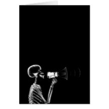 RÖNTGENSTRAHL-SKELETT AUF MEGAPHON - B&W KARTEN